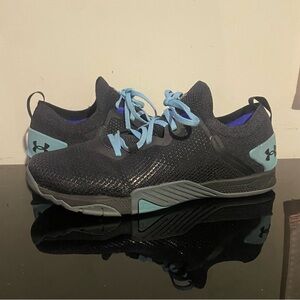 Size 10.5 - Under Armour TriBase Reign 3 Black Turquoise Running Gym Athletic